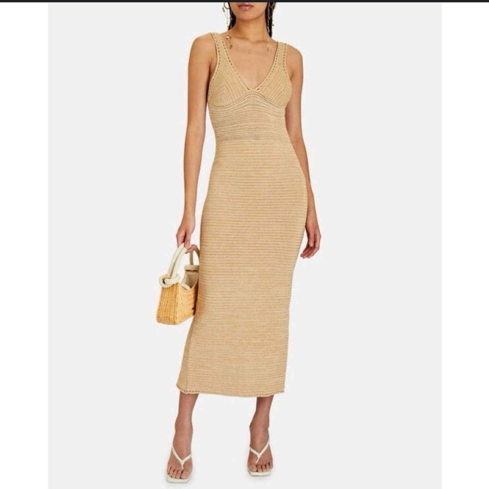 Torn by Ronny Kobo Beige Backless Dress
